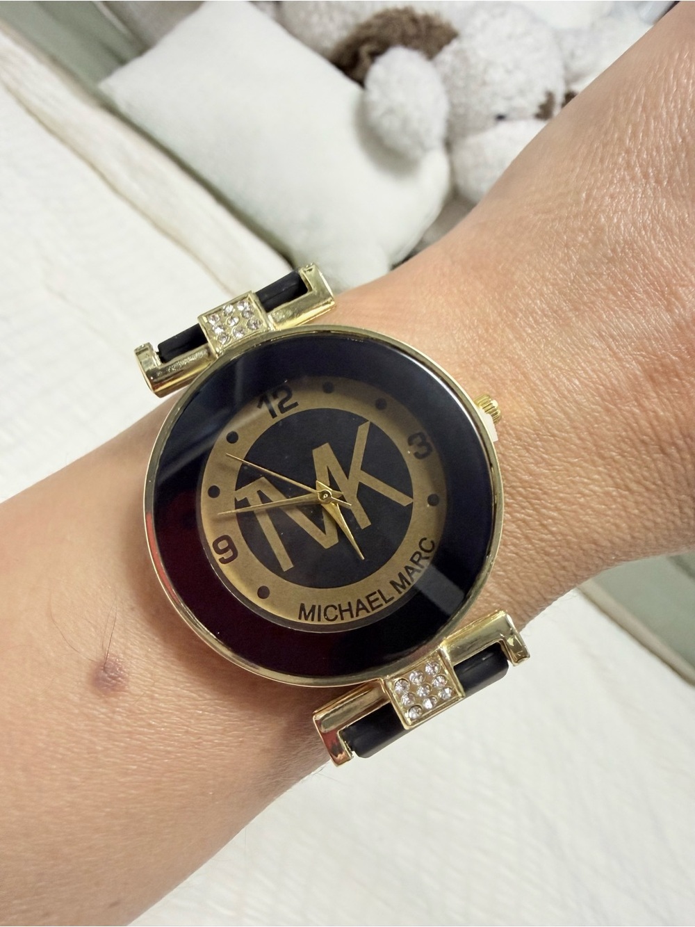 Women's Gold and Black Logo Bracelet Watch